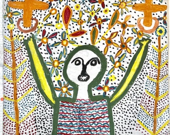 Original signed Haitian folk art painting from the island of Haiti
