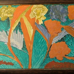 Original vintage authentic Haitian art painting from the island of &quot;Ayiti&quot; St. Pierre