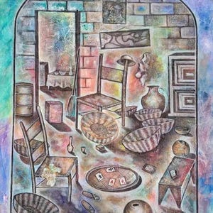 Original signed folk art painting from the island of Haiti &quot;Ayiti&quot; Gary Fung