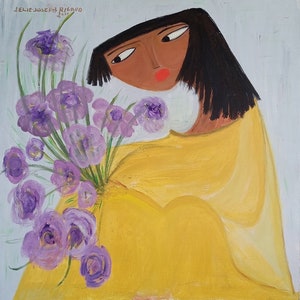Original painting Haitian outsiderart Jeanne Elle Joseph Rigaud 40&quot;