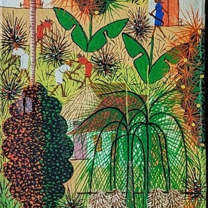 Haitian art painting by Jean Nelson Dubic - Ayiti Village
