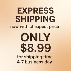 Może przedstawiać: Tekst na gradientowym tle z napisem "EXPRESS SHIPPING" i "ONLY $8.99". Dodatkowy tekst brzmi "now with cheapest price" i "for shipping time 4-7 business day".