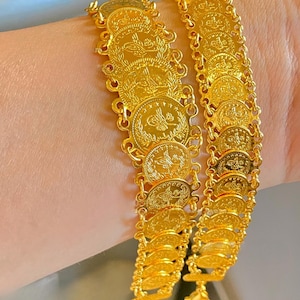 Gold-Plated Ottoman Coin Jewelry Set – 5-Piece Turkish Necklace, Earrings, Bracelet & Ring