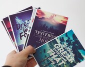 Set of 15 Limited Edition - Quote Typographic Art Postcards, Mid Century Modern, Vintage Postcard Set, Gift Set, Geekery Art, Collectibles
