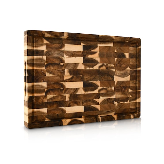 KAAMUT® Snijplank van Massief Acacia Kopshout – 40×27,5×3,5 cm – Extra Dik en Duurzaam – Sapgeul, Handgrepen & Antislip Voetjes – Giftbox - België