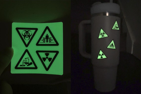Glow-in-the-Dark Hazard Symbol Vinyl Sticker Sheet