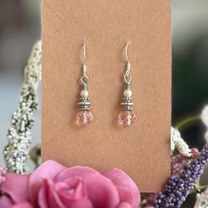 Elegant Pink Beaded Drop Earrings
