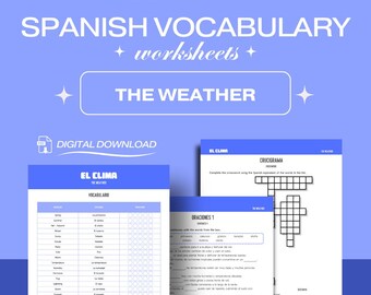 Libro de vocabulario en español, Hojas de trabajo sobre el clima