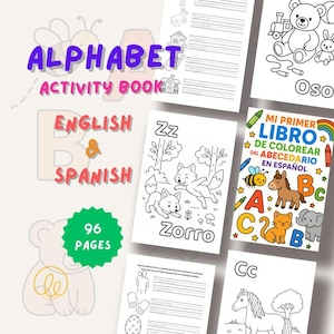 Printable Spanish-English Alphabet Book for Kids – ABC Coloring & Tracing Workbook – Bilingual Book