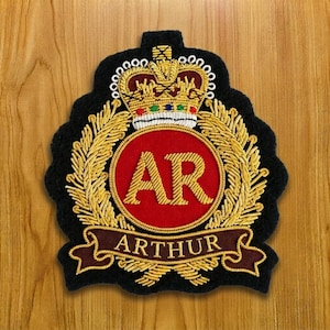 Custom Bullion Patch, Handmade Wire Crest Badge, Blazer Jacket Patch, Personalized Initials Family Badge, Regal Monogram Embroidered Patch