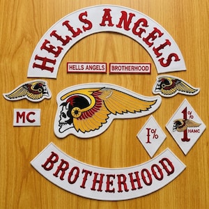 35cm Hells Angels Embroidery Brotherhood Back Patch Set Large Motorcycle Club Rocker Patch Biker Vest Jacket Patch Sew-On Embroidered Gifts