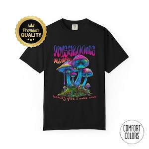 Neon Mushroom T-Shirt - Glowcore Dark Nature Shirt - Trippy Fantasy Aesthetic