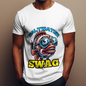 Projekt koszulki Saltwater Swag Funny Fish, Cool Ocean Fish Sublimation PNG, Letnia plaża Digital Download, Ocean Life Clipart