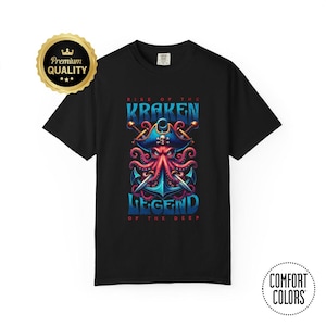 Kraken Pirate T-Shirt: Comfort Colors Nautical Sea Monster Tee