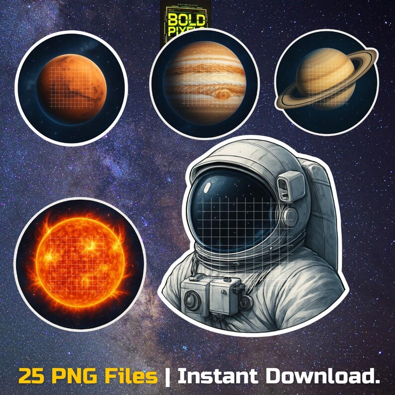 Space Exploration PNG Sticker Pack – 25 Outer Space Designs, Astronauts ...