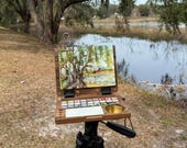 27 Wells Portable Travel Palette Box. Professional Paint Kit. Black Walnut Watercolor Palette. Go Paint Wooden Gouache Palette Craft Gift.