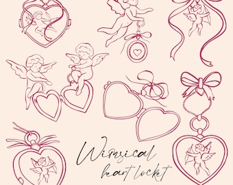 Herz Medaillon Engel Clipart: Hochzeit Grafik (SVG PNG, AI)