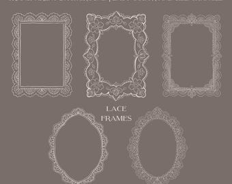Lace-Rahmen SVG-Bundle, Vintage Blumenrahmen-Clipart-Set, bearbeitbare Hochzeitseinladungsrahmen, PNG SVG Digital Download