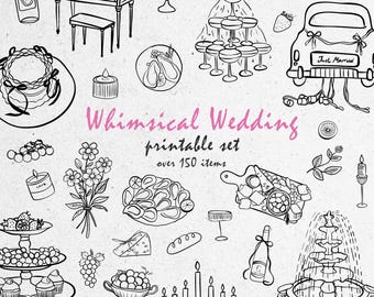 Íconos de clipart de boda caprichosos: conjunto de SVG PNG dibujados a mano (más de 150)