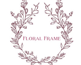 Hand-Drawn Botanical Wreath Clipart: Floral Frame, Boho Line Art (PNG SVG AI)