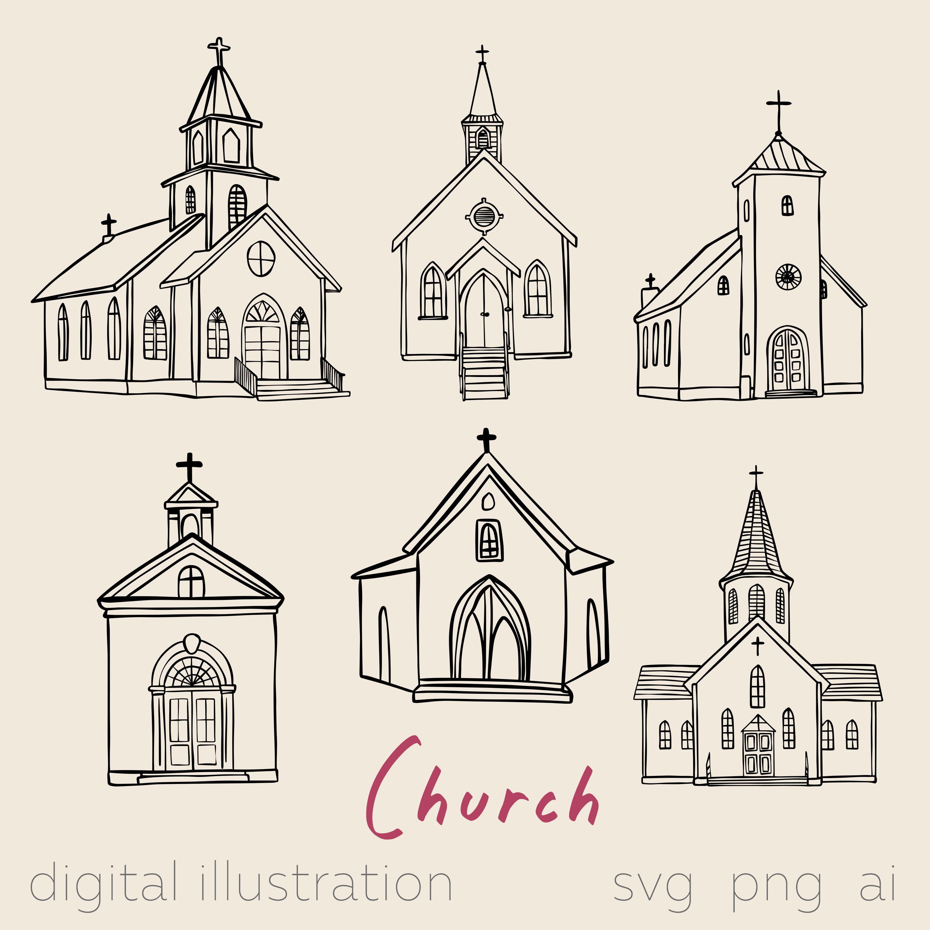 Traurige Cartoon-Kirche Stock-Vektorbild von ©cthoman 154286972, image size:3000x3000