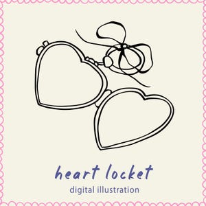 Vintage Heart Locket PNG SVG Outline Clipart Whimsical Love Printable Wedding Icon