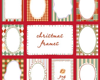 Skurril Weihnachten Rahmen Clipart Set Retro Urlaub Borders Gemütlich Festlich PNG für Einladungen und Poster