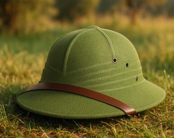 Casco de safari: Sombrero de explorador con banda marrón