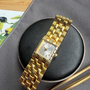 Cheryl Tiegs CY301 Gold Tone Tank Watch Integrated Dial