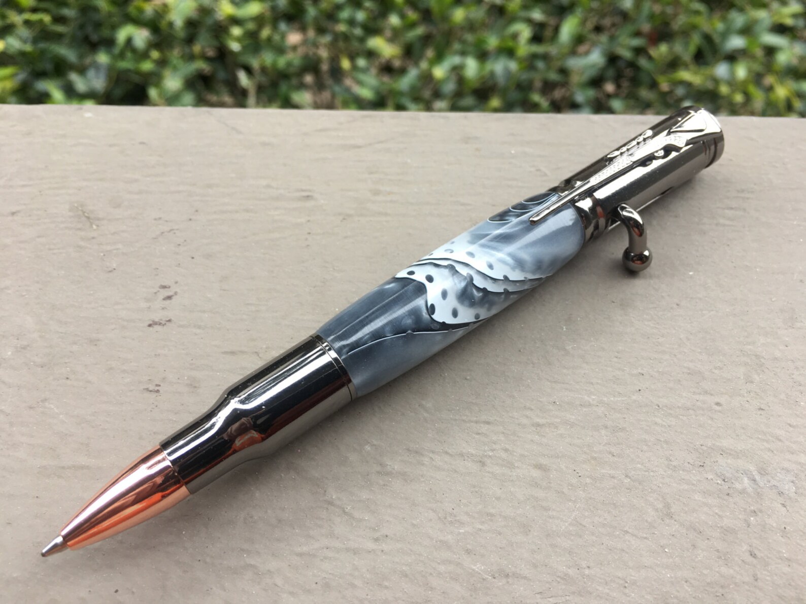 30 Caliber Magnum Gun Metal Bullet Pen with Ghost Trails