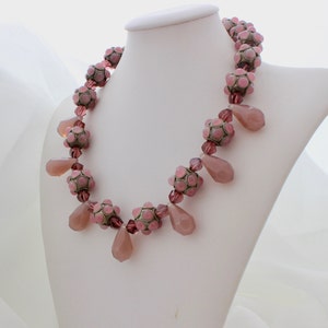 Purple Violet Briolette Necklace Crystals Silver Beads Statement Necklace