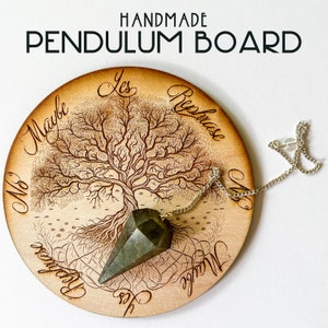 Glowing Tree of Life Pendulum Board: Glow in the Dark Handmade Engraved Wood Pendulum Board