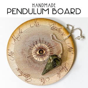 Glowing Radiant Eye Pendulum Board: Glow in the Dark Handmade Engraved Wood Pendulum Board, Evil Eye Protection Amulet