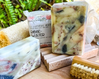 Rosewater Vegan Art Soap, small-batch handmade natural bar soap