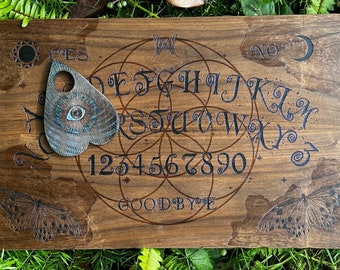 Custom Spirit Board and Planchette | One of a Kind Engraved Wood Spirit Board | Hand-painted Made for You | Design Your Own Spirit Board