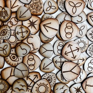 Witch Runes - Set of 13 Hand-painted Engraved Wood Runes With Bag - Etsy
