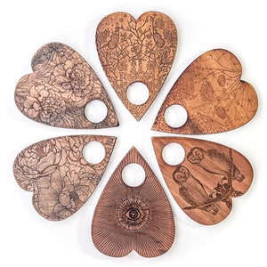Handmade Walnut Planchette: Wood Engraved Planchette for Spirit Board & Talking Boards, PLANCHETTE ONLY