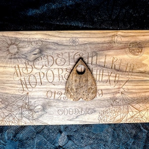 Sacred Geometry Spirit Board & Planchette: Handmade Engraved Walnut Talking Board | Unique Ouija Divination | Esoteric Victorian Parlor Game