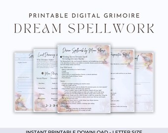 Dream Spell Grimoire: Moon Phase Rituals, Lucid Dream Journal (PDF Download, GoodNotes Compatible)
