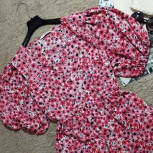 George Pink Puff Sleeve Floral Mini Dress