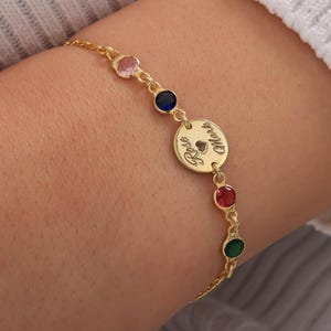 Personalized Name Birthstone Bracelet, Family Birthstone Bracelet, Custom Gold Bracelet, Women Birthstone Bracelet,Gift for Her,Mama Gift