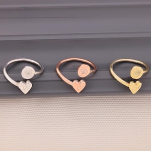 Gold Heart Signet Ring, 925 Sterling Silver Heart Signet Ring, Circle Ring, Personalization Ring, Mother&#39;s Day Gift, Gift for Her, Love Ring