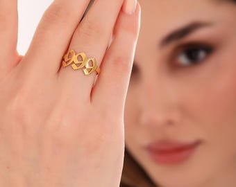 Anillo de plata de ley con número de ángel, joyería con número de la suerte