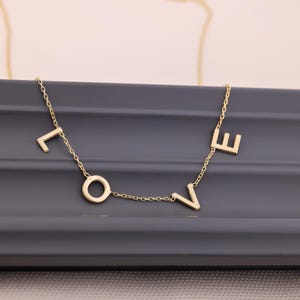 Custom Gold Name Necklace, Dainty Letter Name Necklace,Spaced Letter Necklace, Minimalist Necklace with Name,Necklace for Women,Gift for Her