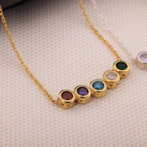 Gold Family Birthstone Necklace, Sterling Silver Custom Birthstone Gift, Bridesmaid Gift, Gift for Mom, Birthday Gift, Birthstone Jewelry