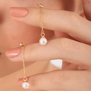 Dainty Freshwater Pearl Drop Earrings, Wedding Earrings, Bridal Earrings, Gold Pearl Earrings, Pearl Jewelry, Mother&#39;s Day Gift,Gift for Her