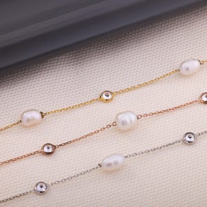 Echte natuurlijke zoetwaterparelarmband, minimalistische parelarmband, armband met parelkralen, armband bruidsmeisje, trouwarmband voor haar