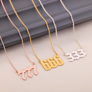 111, 222, 333, 444, 555, 666, 777, 888, 999 Angel Number Gold Necklace,Summer Jewelry Custom Charm Silver Lucky Number Necklace,Gift for Her