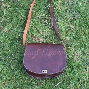 Handmade Moroccan Leather Crossbody Bag, Vintage Brown Saddle Purse, Genuine Leather, Boho Chic Small Satchel for Women