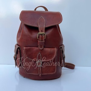 Vintage Moroccan Leather Backpack for Men and Women | Handcrafted Unisex Leather Bag | Durable Travel Backpack
